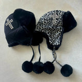 Autumn And Winter Costume Crucifix Hot Hat Cute Warm Lightning Hat Y2K