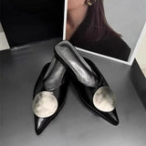Half Slippers Women Wear 2025 Spring New Pointed Cool Slippers Metal Buckle Retro Lazi Lazier