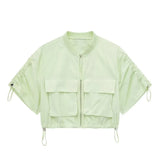 New Pocket Decoration Short Shirt Coat Tooling Miniskirt