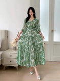 Retro Floral Dress Women's Spring And Summer Lantern Sleeve Design Sense Small Thousand Gold Princess Temperament Swing