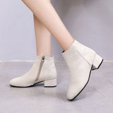 Boots Women's Boots Autumn Women's Style Korean Version Of The Fashion Style Coarse And Solid Color Round Head Casual Thin Short