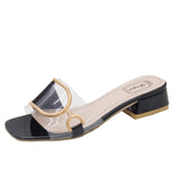 Slippers Women's Fashion Wear 2025 New Korean Version Of Women's Cool Slippers Metal Buckle Thick High And Cold