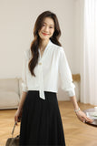 2025 New Denatry White Shirt Lady Long Sleeve Spring Commuting Professional Shirt Temperament