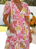 Women's Color Printing Embroidery Sleek Fashion Splicing Dress Women