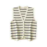 New V-Collar Striped Vest