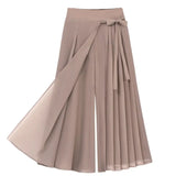 And Summer 2025 New Korean Version Of The Folding Chiffon Trousers Large Size Tight Waist Slack Trouser
