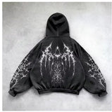 Retro Water Wash Hoodie Jacket With Handsome Eagle Print Hoodie New