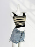 Zingj Quality Version Of U-Neck Striped Sling Vest New Summer Wear Female Short Sleeveless Waist Short Hot Girl