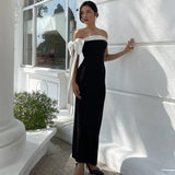 Women's Autumn And Winter New Fashion Temperament Shoulder-Less Cuffed Body-Cuffed Dress