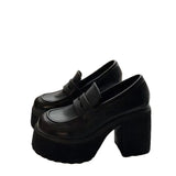 Coarse Black High-Heeled Women's Autumn 2025 New Student Thick-Soled Leveal Shoes JK Small Leather