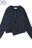 Cardigan Sweaters For Women Irregular Solid Loose O-Neck Korean Vintage Long-Sleeved Female Knit Cardigans Coat