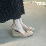 Gentle Bow Single Shoes Women's Red 2025 Spring And Autumn New Evening Breeze Shoes Round Bean