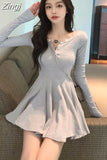 Sleeve Dress Women Casual Sexy Spicy All-match Solid Mini Breathe Vestidos Tender Retro Street Wear Clothing Schoolgirl