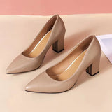 Single Shoes Women's Coarse Heel 2025 Autumn New Pointed Work Shoes Shallow One-Foot Pedal Korean Version Of High Heel