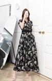 Light Luxury Retro Sleeveless V-Neck Print Dress Women's Summer Waists Thin Temperament Elegant Famous