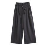 Autumn New Personalized Loose Version Of Real Wood Buckle Combination Top Suit + Pants Two-Piece Set Female