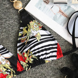 Zingj New Print Straps Women's Split Swimsuit Sexy Metal Accessories Bikini