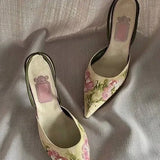 Zingj Pointed Thin Heels 2023 New Summer Chinese Style Shallow Hollow Out Single Shoes Women's Head Sandals-Outfit