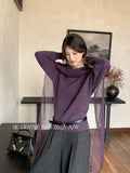 Xixi 2025 Autumn White Standard Temperament Collar Ribbon Jersey Sweater Top