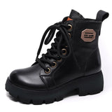Handmade Martin Boots Women Winter New Tape Heightening Single Boots Coarse And Stylish Handsome Leather