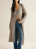 Retro Elegant Long-Sleeved Jacket Knitted Sweater Medium Long