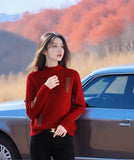 Red Sweater Women's Autumn And Winter Thick Knitted Shirt Fashion Life Year Short-Lived In The Middle Of The Year To Play The Bottom