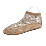 Summer New Color Water Drill Flat Beach Sandals Large Size Breathable Mesh Hollow Women
