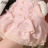 Sweet Soft Knitted Skirt Women Pink Lace Designer Casual Mini Skirt Spring Korean Party High Waist Vintage Clothes