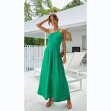 Zingj / Summer 2023 New Solid Color Loose Wide-Leg Cotton Linen Jumpsuit