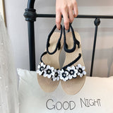Sandals Women 2025 Summer New Large Size Dress Women's Shoes Flats Gentle Flowers Roman Sandals