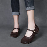 Kraft Retro Flat And Mary Jane Single Shoes Four Seasons Of Spring And Autumn New Soft-Soled Soft-Sided Casual Women's
