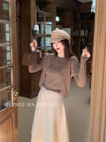 Xixi 2025 Autumn White Standard Solid Color Wool Knitted Sling Vest Sweater Coat Two-Piece Suit Female