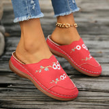 Embroidered Buns Slippers Women's Large-Size Round Head Baotou Slope And Wear Half-Dragging Women's