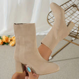 Boots 2025 New Autumn/Winter Sharp Head Weaving Big Size Women's Boots Coarse High Heel Middle-T-Big-Hee Thin-Skinned Socks