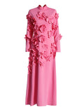 French Elegant Style High-End Dress 2025 Summer New T-Shirt Spliced Three-Dimensional Flower Decoration