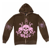 Hicco Harajuku Y2k Black Zipper Hoodie Woman 2025 Rock Harajuku Jacket