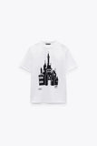 2025 New Women's Round Collar Short Sleeve Contrast Color Print T-Shirt 5644156
