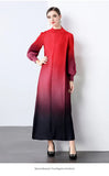 And Fashionable Gradient Lantern Sleeve Pressure Folding Dress Women Autumn And Winter Loose Apparent Thin-Skinny A-Character