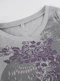 Floral Rhinestone Long Sleeve Crop Top- Outfit