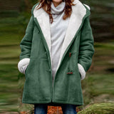 Long Sleeve Horn Button Fleece-lined Warm