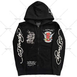 Zingj Popular Hip Hop Zipper Hoodies Men Y2K New Harajuku Vintage Sweatshirts Punk Rock Plus Size Loose Anime Hoodie Cardigan 102-1-Outfit