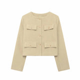 New Flip Decoration Round Collar Short Coat