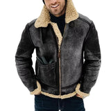 New Imitation Leather Velvet Men's Coat Winter Warm Fur Jacket Thick Collar