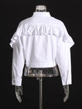 Shirt 2025 Autumn New Fashion Niche Splicing Lote Side High-Sensing Sexy Short Shirt Woman
