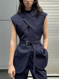 Suit 2025 Autumn New Fashion Niche Cross-Tape With Sleeveless Blazer Woman