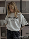 Hot Letter-Print T-Shirt Women's Cotton Collar Loose Short-Sleeved Top INS