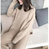 Knitted Broad Leg Trousers Set Two Sets Of Women's Autumn And Winter 2025 New Cashmere Sweater Broad Leg Pants Trousers Qi