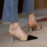 Summer New Baotou Sandals French Color Small Fragrant Wind Tip High Heels One-字 Button With Sandals Fine