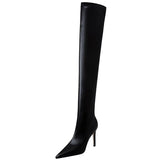 Shoes Stiletto Sexy Over-the-Knee Boots Black Leather Boots Sexy Thin High Heel Boots Winter Long Boots Plus Size