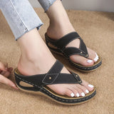 Summer New Fashion Slope And Flip-Flops Wearing Beach Slippers Large Size Women Summer